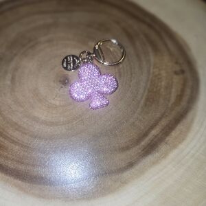 Sparkling Pink Clover Bag Charm Or Key Charm